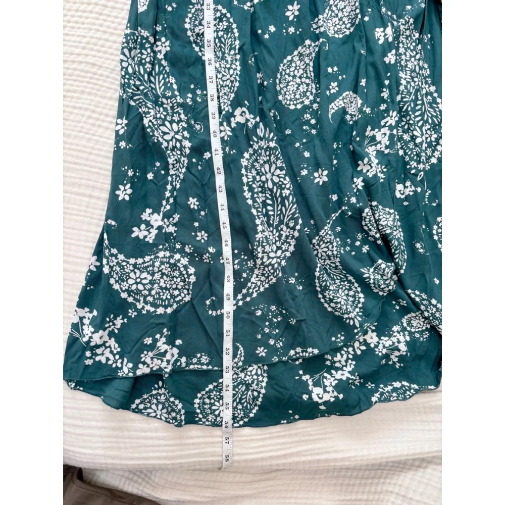Women's Patrons of Peace Teal White Paisley Maxi Dress S Rayon - Picture 7 of 11